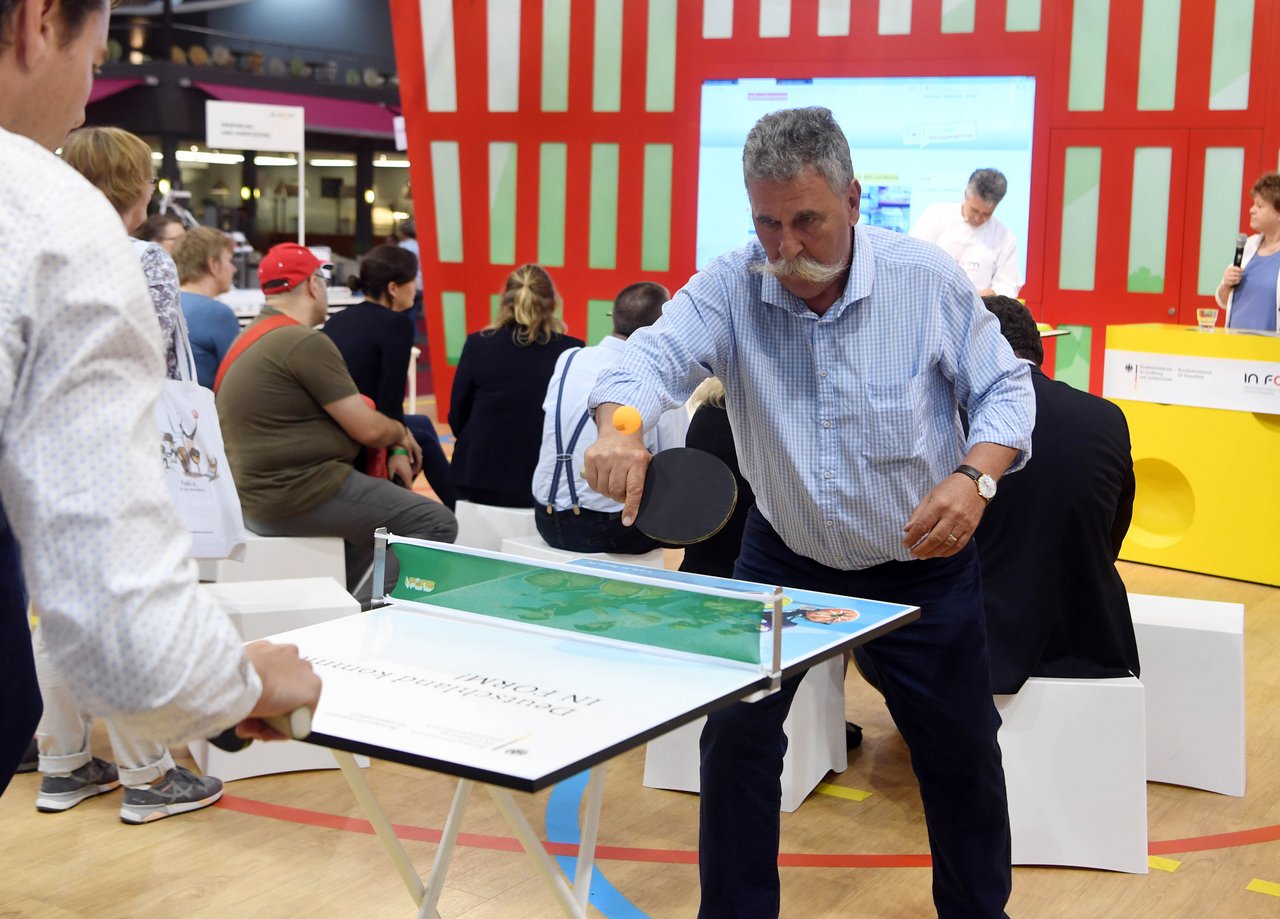 A man playing table tennis